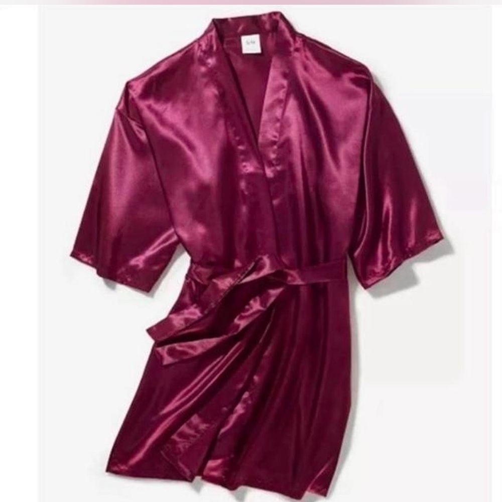 Silky Satin Kimono Robe - Burgundy from Macy’s size L